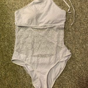 New white halter one piece